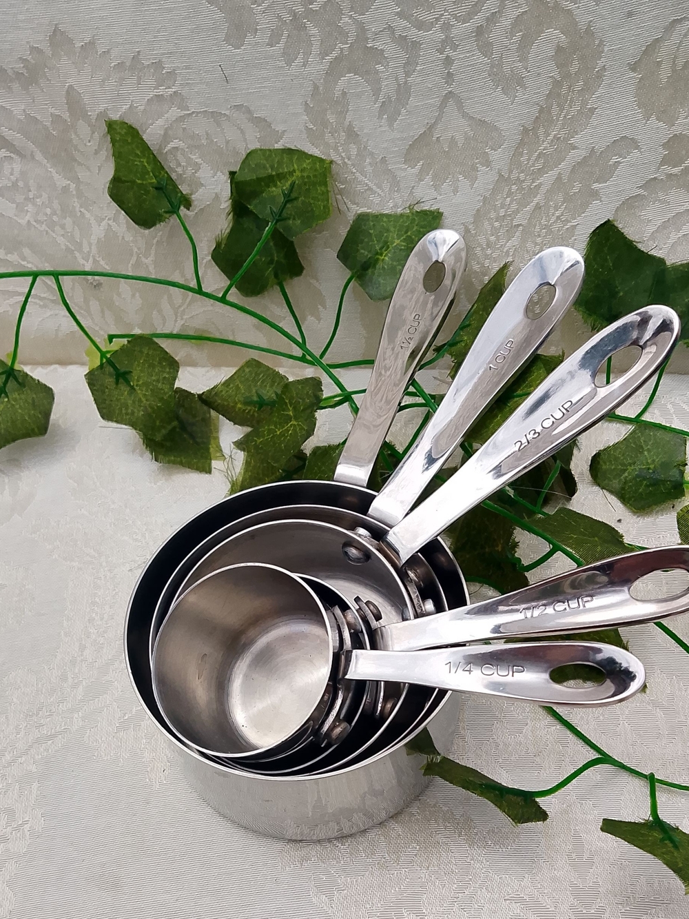 Stainless Steel Measuring Cups Set 5‑Pc Heavy Duty Chef Grade Rare 1.5 Cup Size